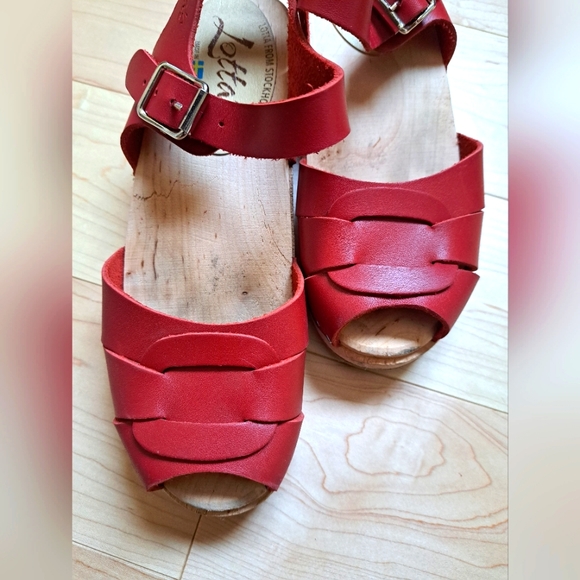 Lotta From Stockholm Red Clog Sandals Size 37 - Picture 2 of 5